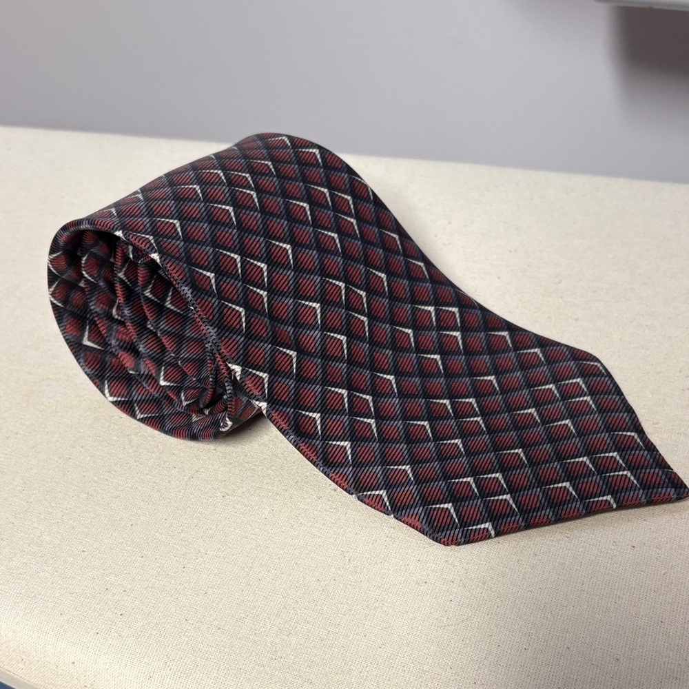Versace Men's Tie in Red and Black Checkered Design